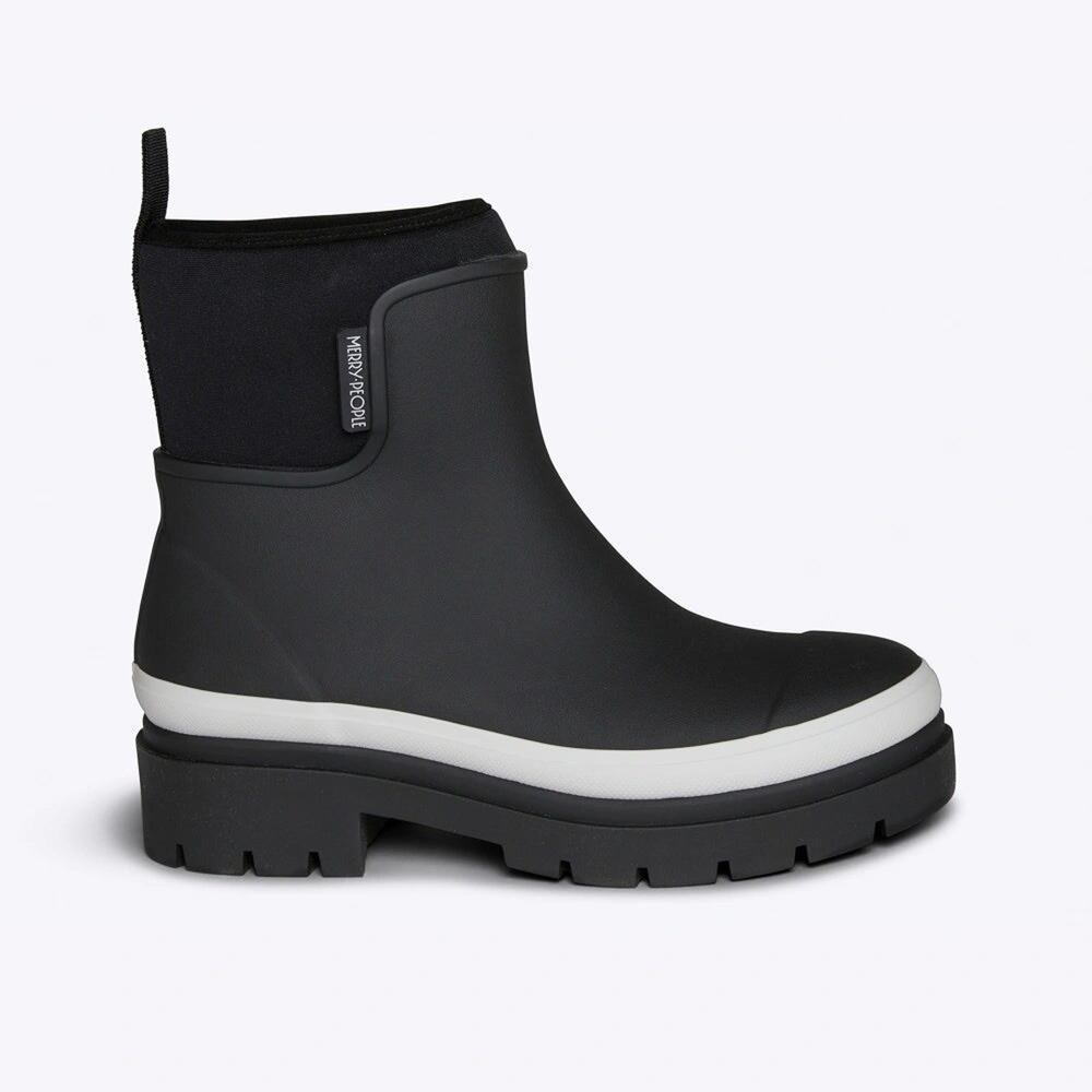 Merry People Tully Rain Boots Gray/Black Eur 37 US 6-6.5 Ankle Rubber Neoprene